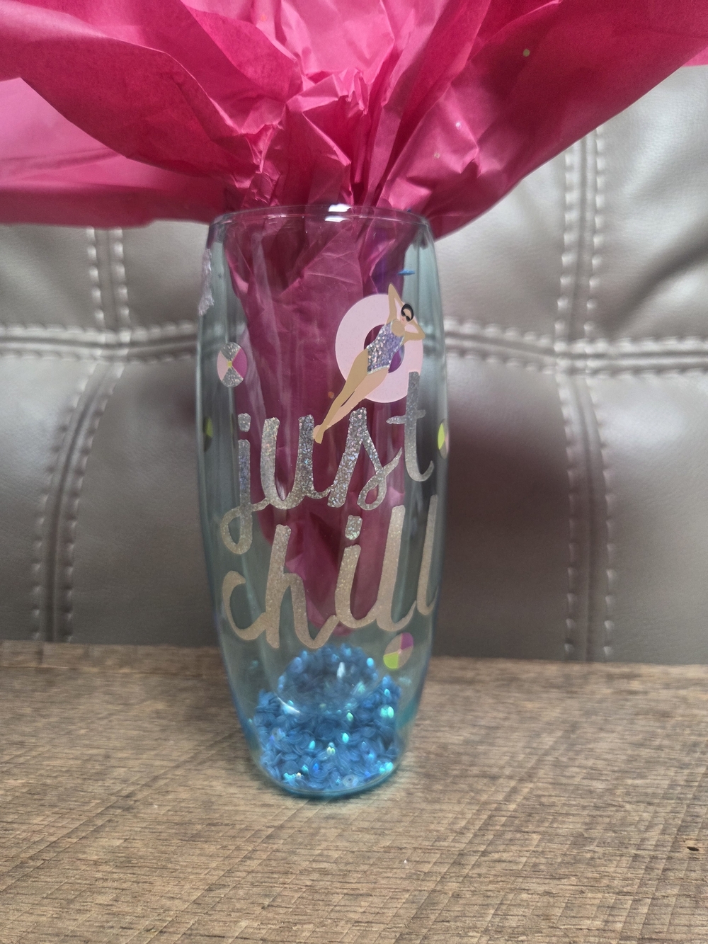 Slant Collections Double-Wall Stemless "Just Chill" Champagne Glass 8 oz Bin 1H